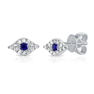 Small Sapphire and Diamond Evil Eye Earring