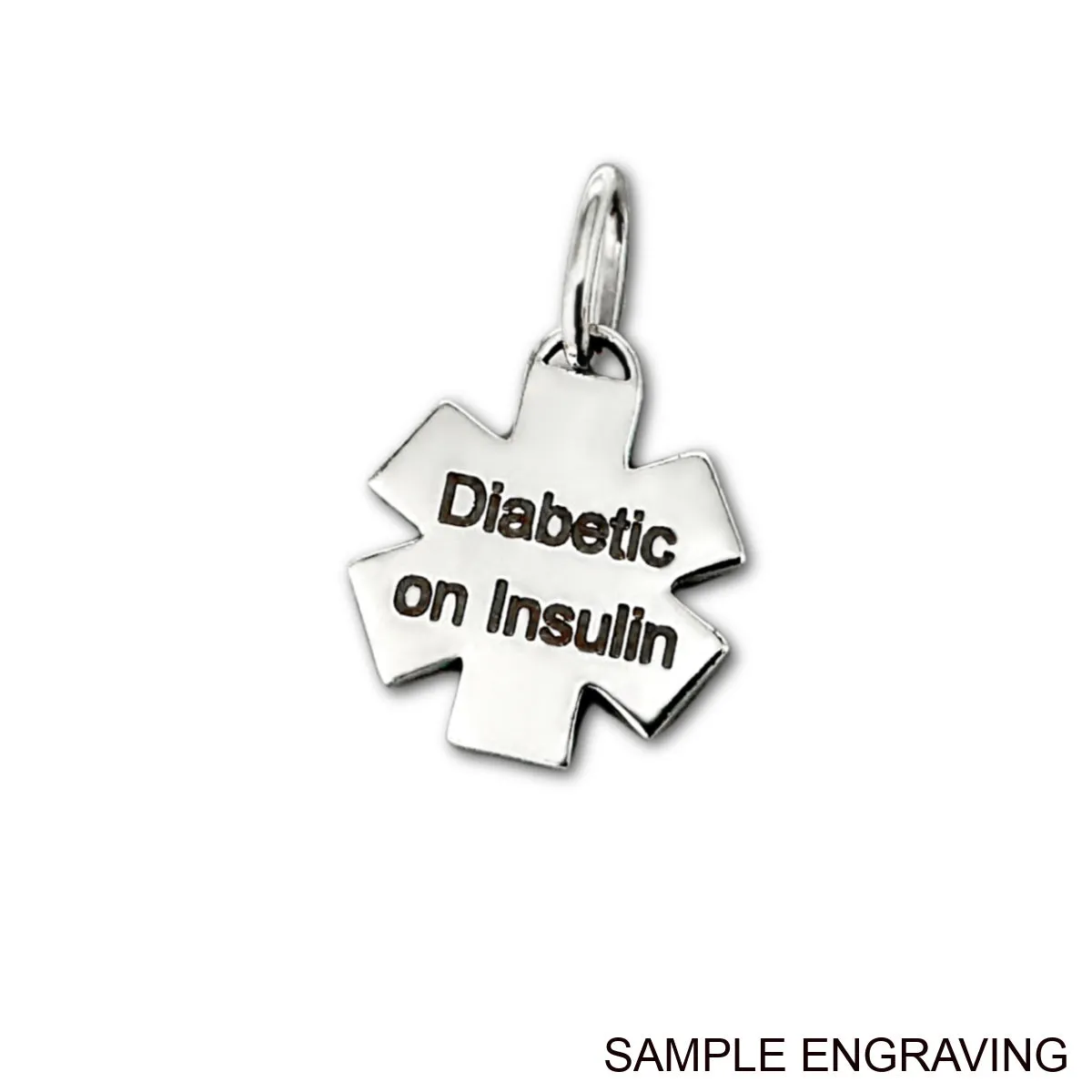 Small Star of Life Medical Charm in Sterling Silver & Garnet