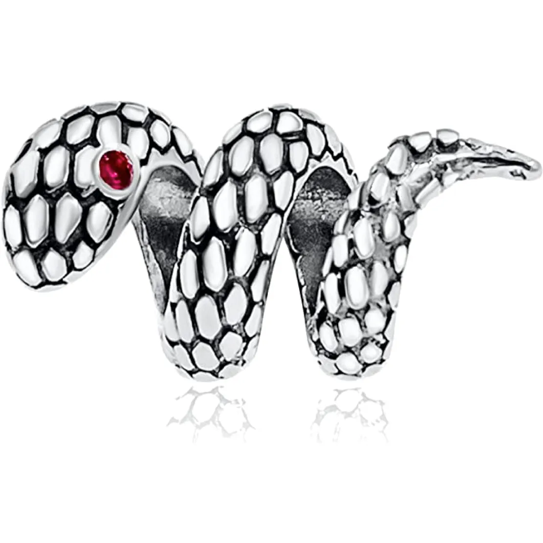 Snake Serpent Red Eyes Bead Charm