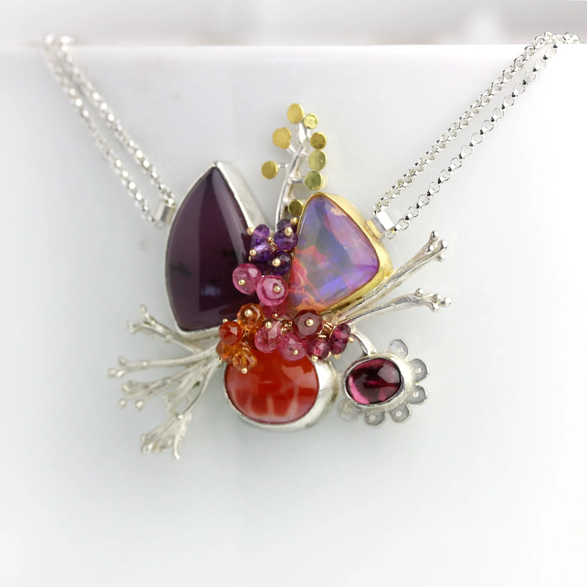 Sold! Amethyst Sage Agate and Boulder Opal Growth Pendant