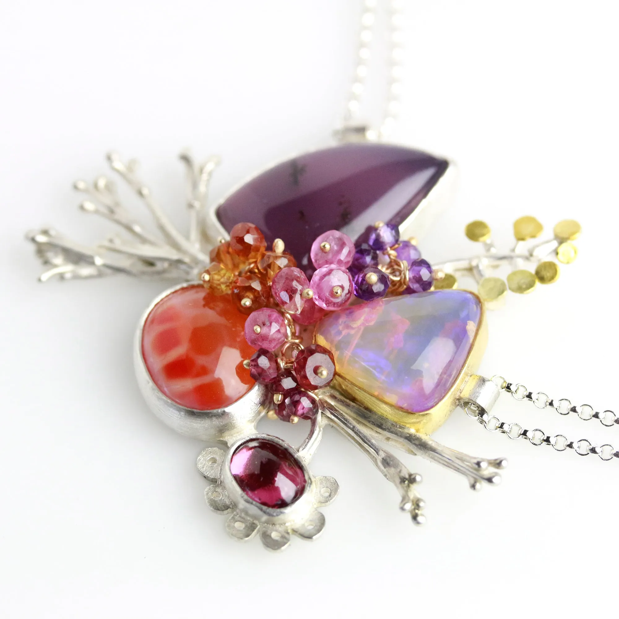 Sold! Amethyst Sage Agate and Boulder Opal Growth Pendant