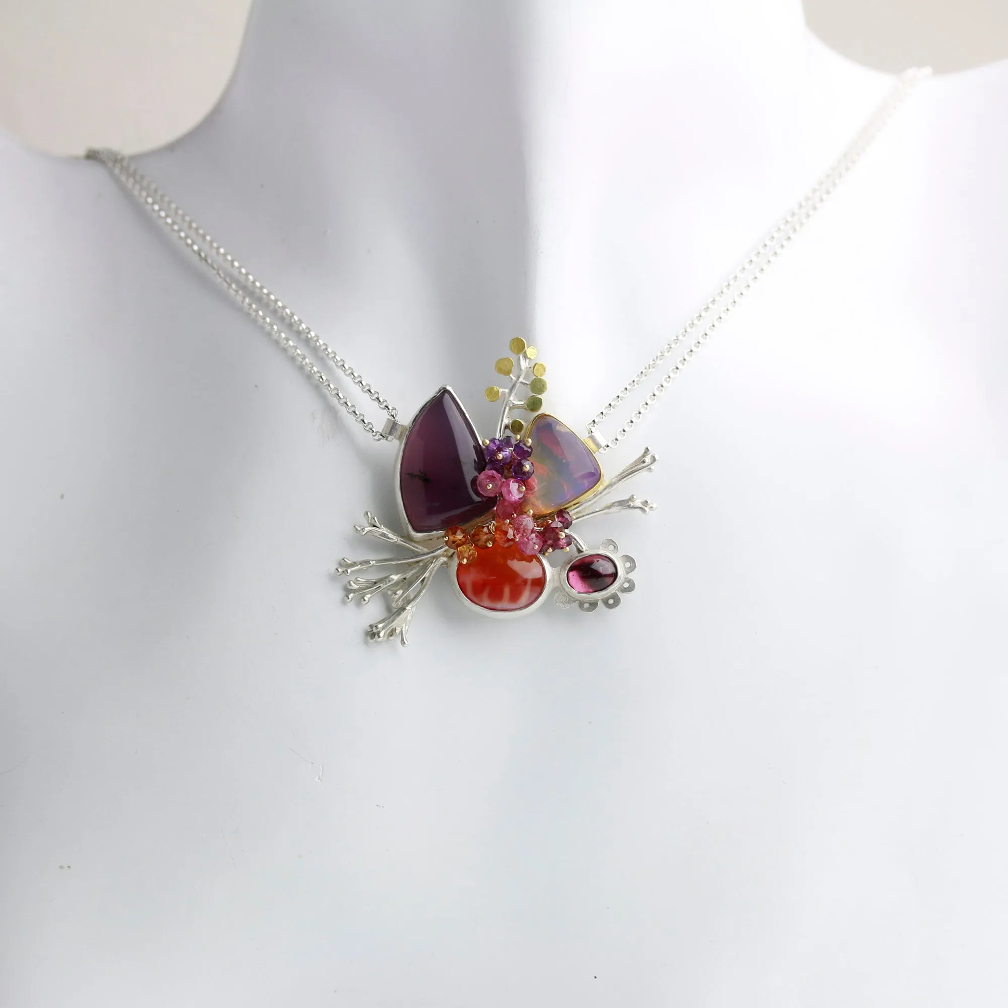 Sold! Amethyst Sage Agate and Boulder Opal Growth Pendant