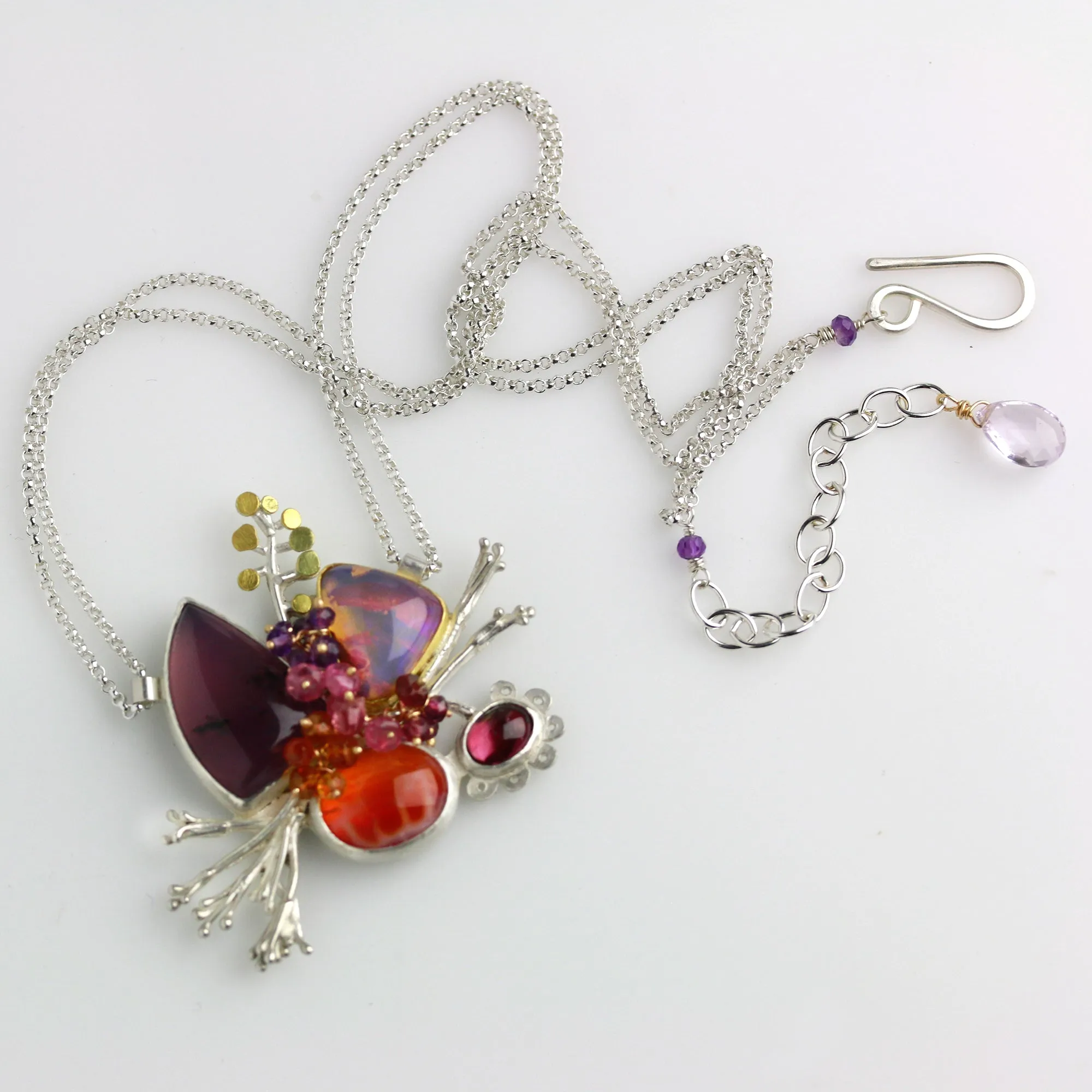 Sold! Amethyst Sage Agate and Boulder Opal Growth Pendant