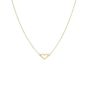 Solid Mini Open Heart Choker Necklace 14K