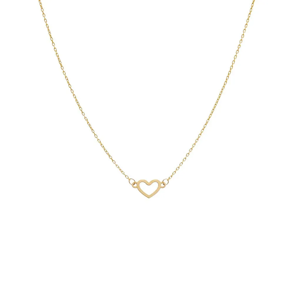 Solid Mini Open Heart Choker Necklace 14K