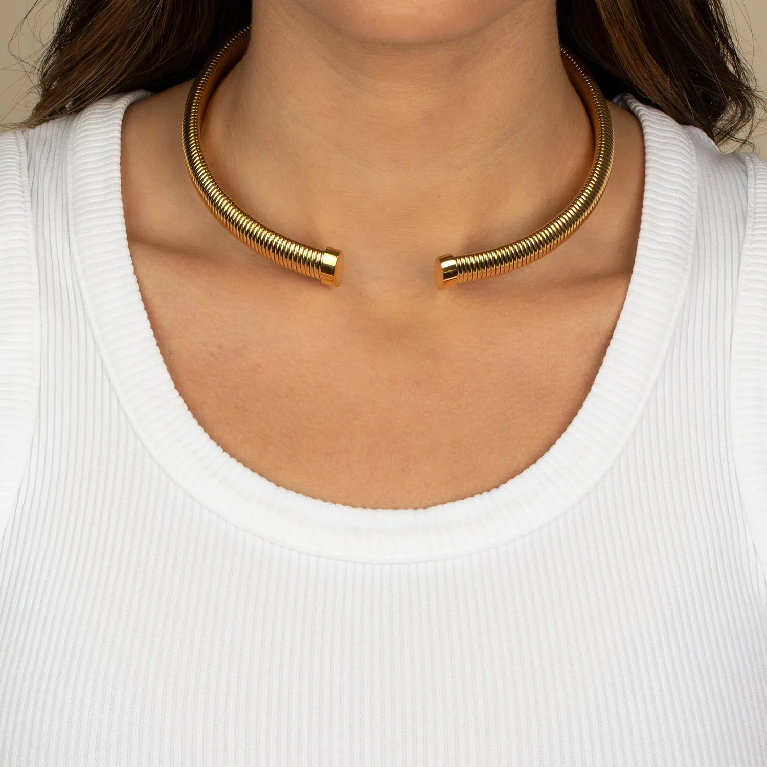 Solid Wide Snake Open Claw Choker Necklace
