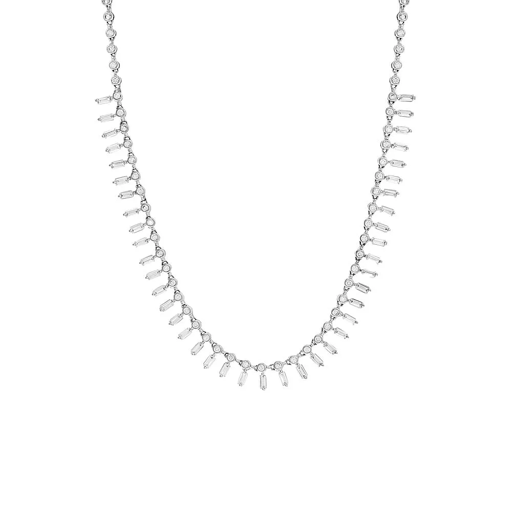 Solitaire Bezel X Dangling Baguette Choker