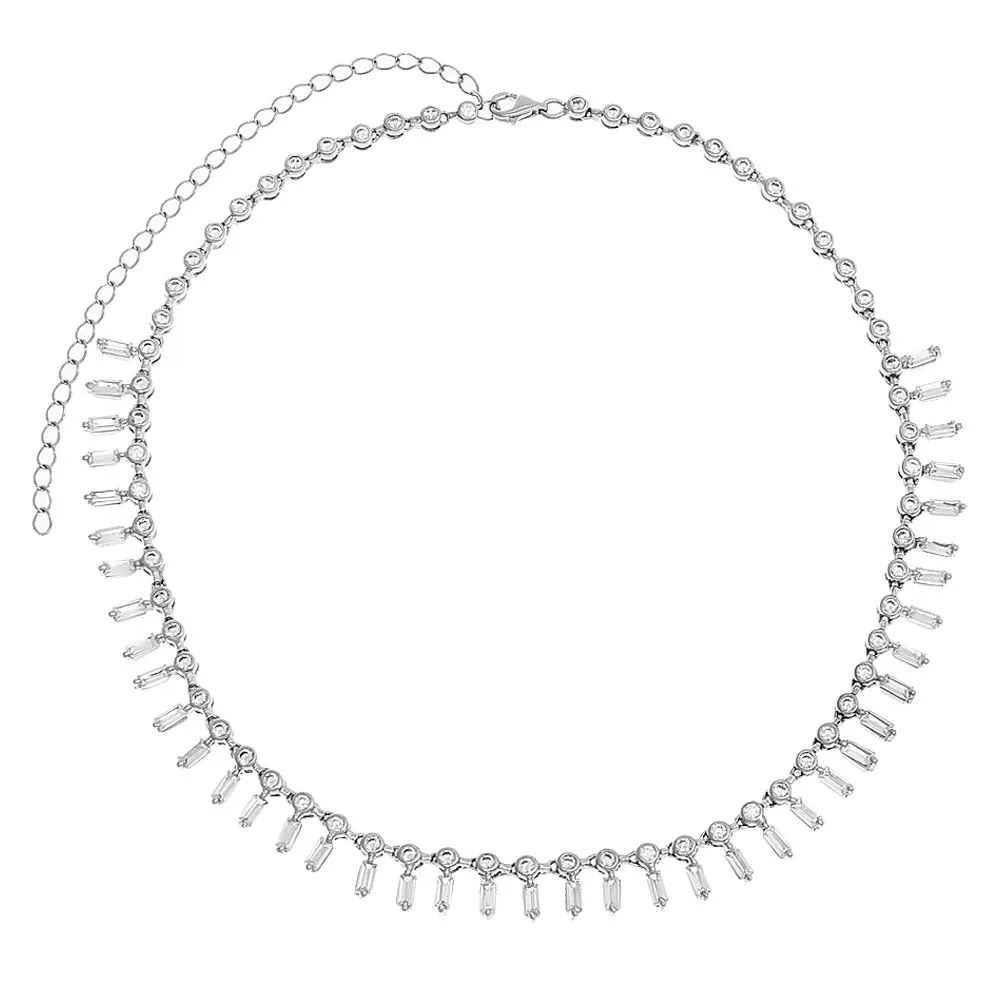 Solitaire Bezel X Dangling Baguette Choker
