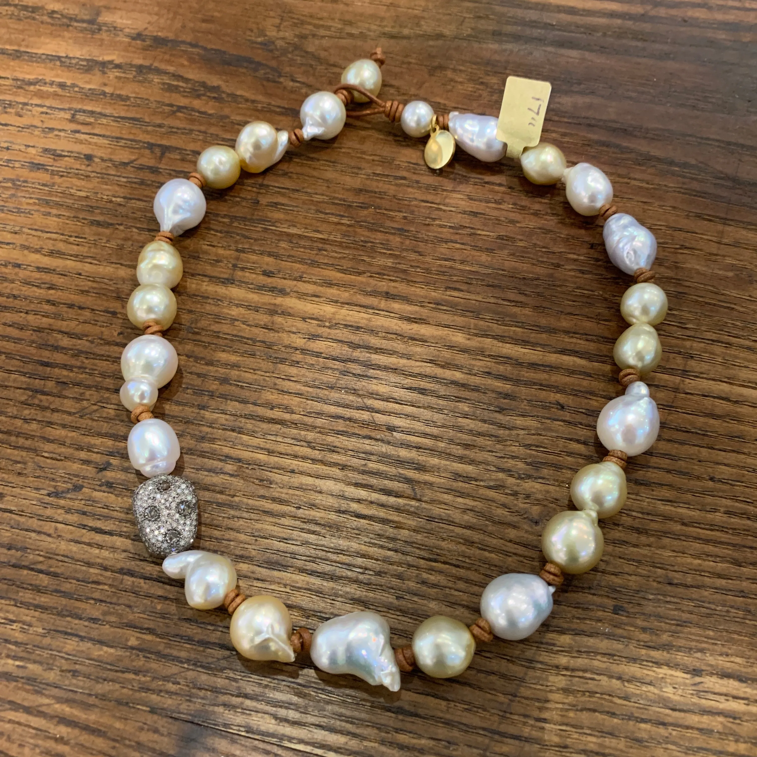 South Sea Pearls, Rose Cut & Pave Diamonds Choker | 17”