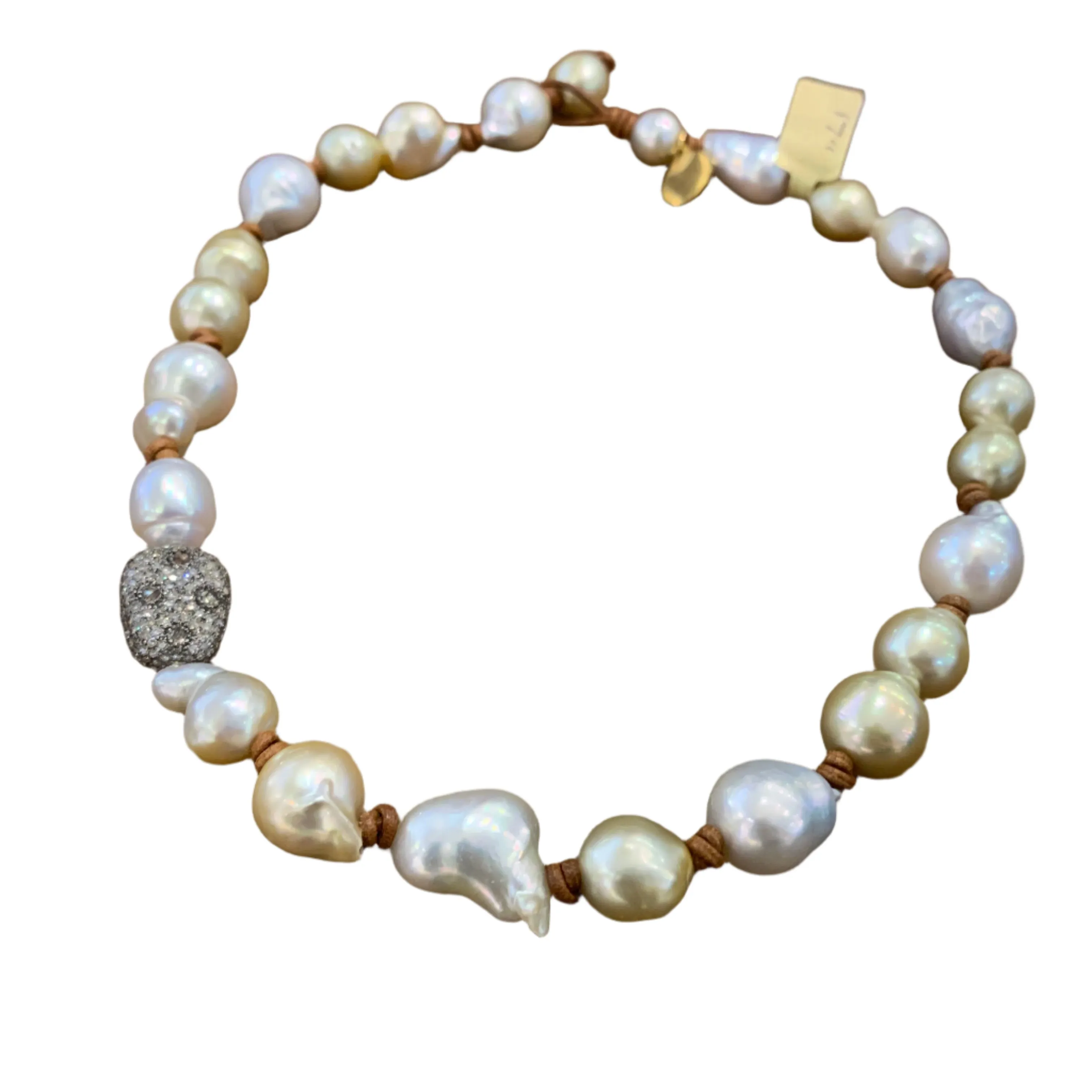 South Sea Pearls, Rose Cut & Pave Diamonds Choker | 17”