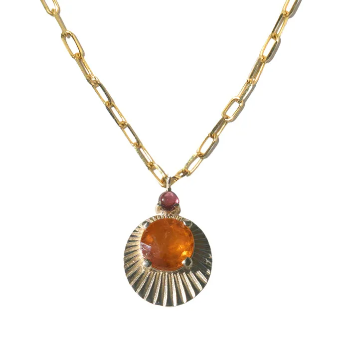 Spessartine Garnet Oval Necklace in Yellow Gold