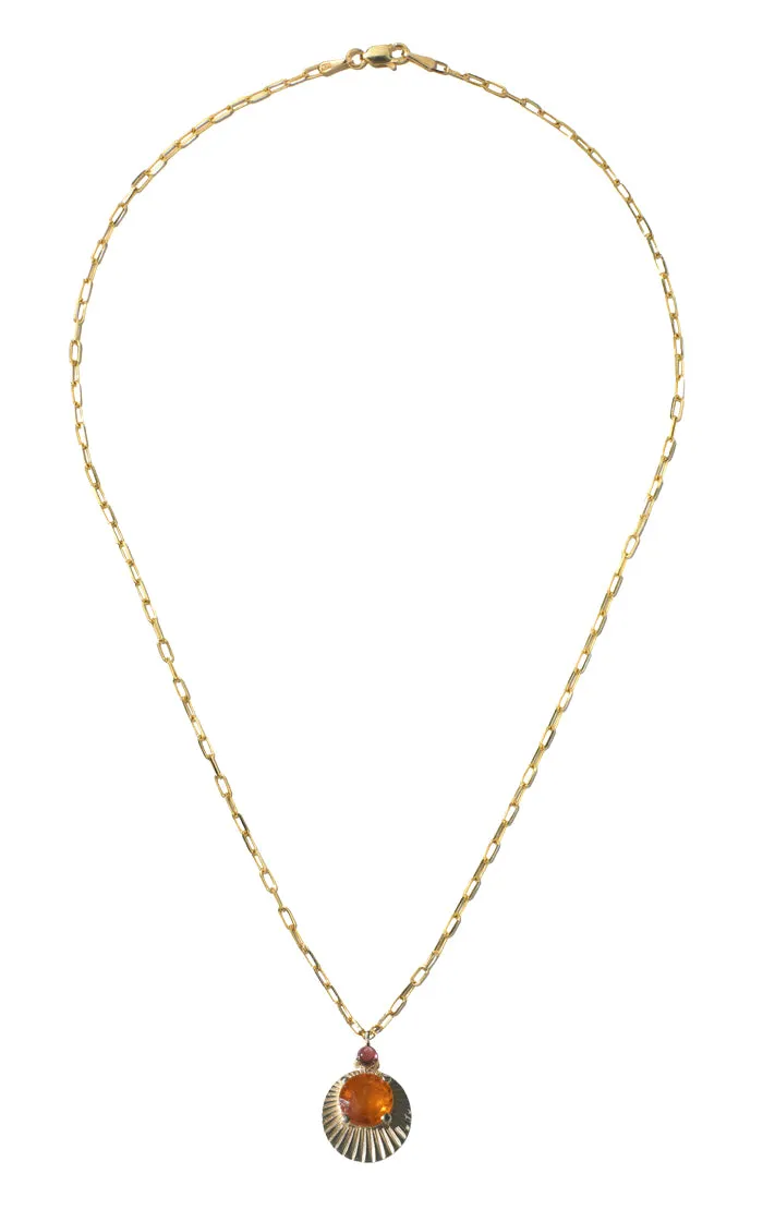 Spessartine Garnet Oval Necklace in Yellow Gold