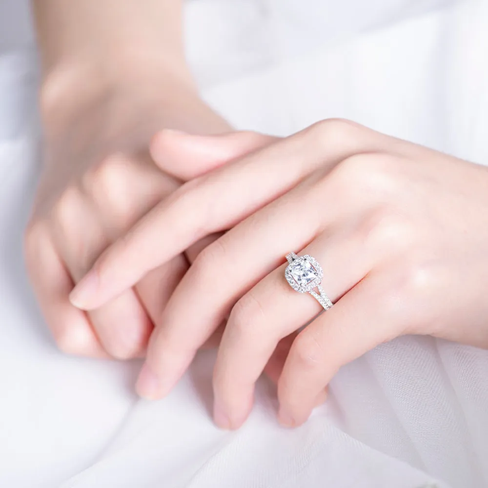Split Shank Cushion Cut GIA Diamond Engagement Ring