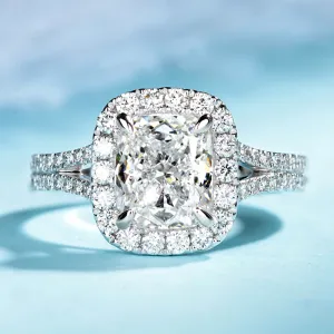 Split Shank Cushion Cut GIA Diamond Engagement Ring