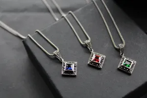 Square Cubic Zirconia Marcasite Necklaces