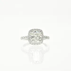 Square Cushion Diamond Ring with Pave Band