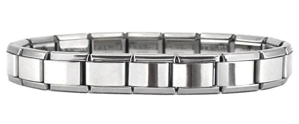 Stainless Steel 18 Link Shiny Italian Charm Starter Bracelet- Classic 9mm Size
