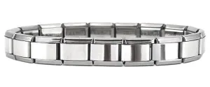 Stainless Steel 18 Link Shiny Italian Charm Starter Bracelet- Classic 9mm Size