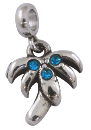 Stainless Steel CZ Palm Tree Mini Charm