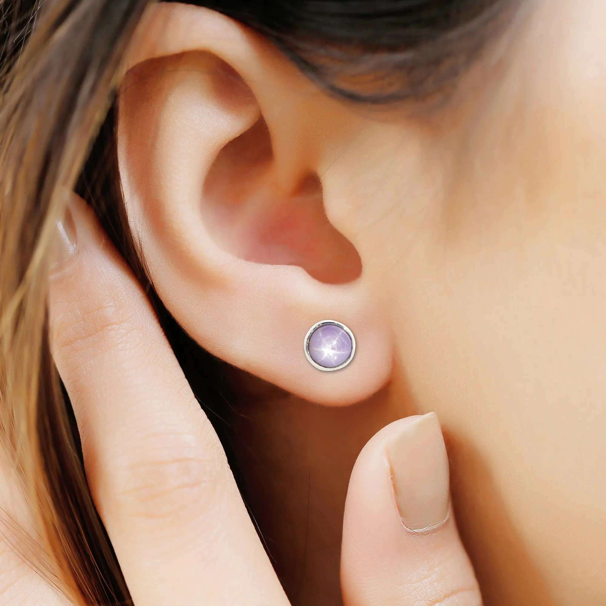 STAR SAPPHIRE STUDS 4.5 CT