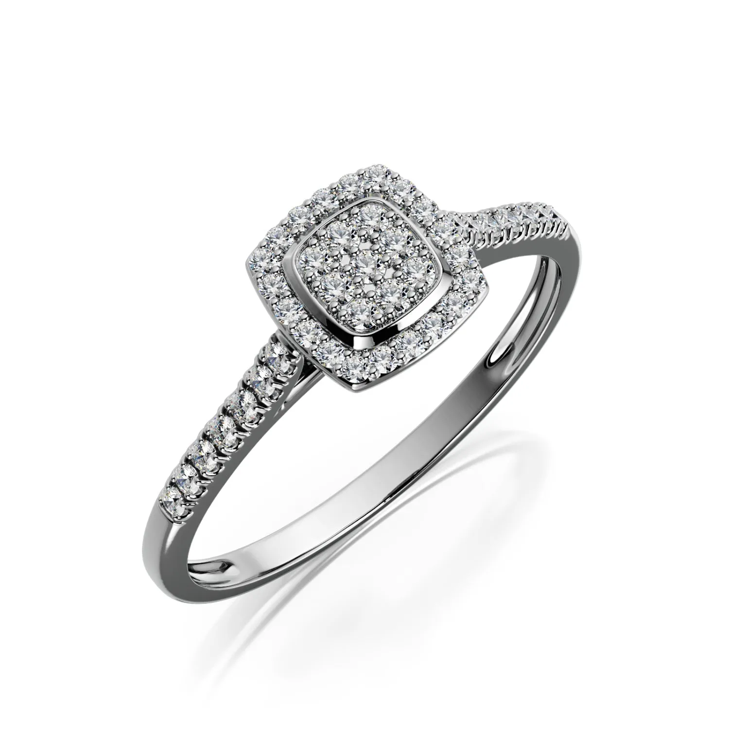 Stellar Cushion Halo Natural   Diamond Engagement Ring