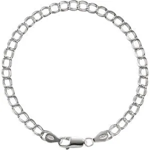 Sterling Silver 4 mm Solid Charm 7" Bracelet