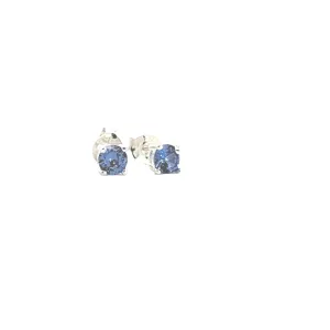 Sterling silver 4mm Sapphire Blue CZ claw set stud earrings 37896