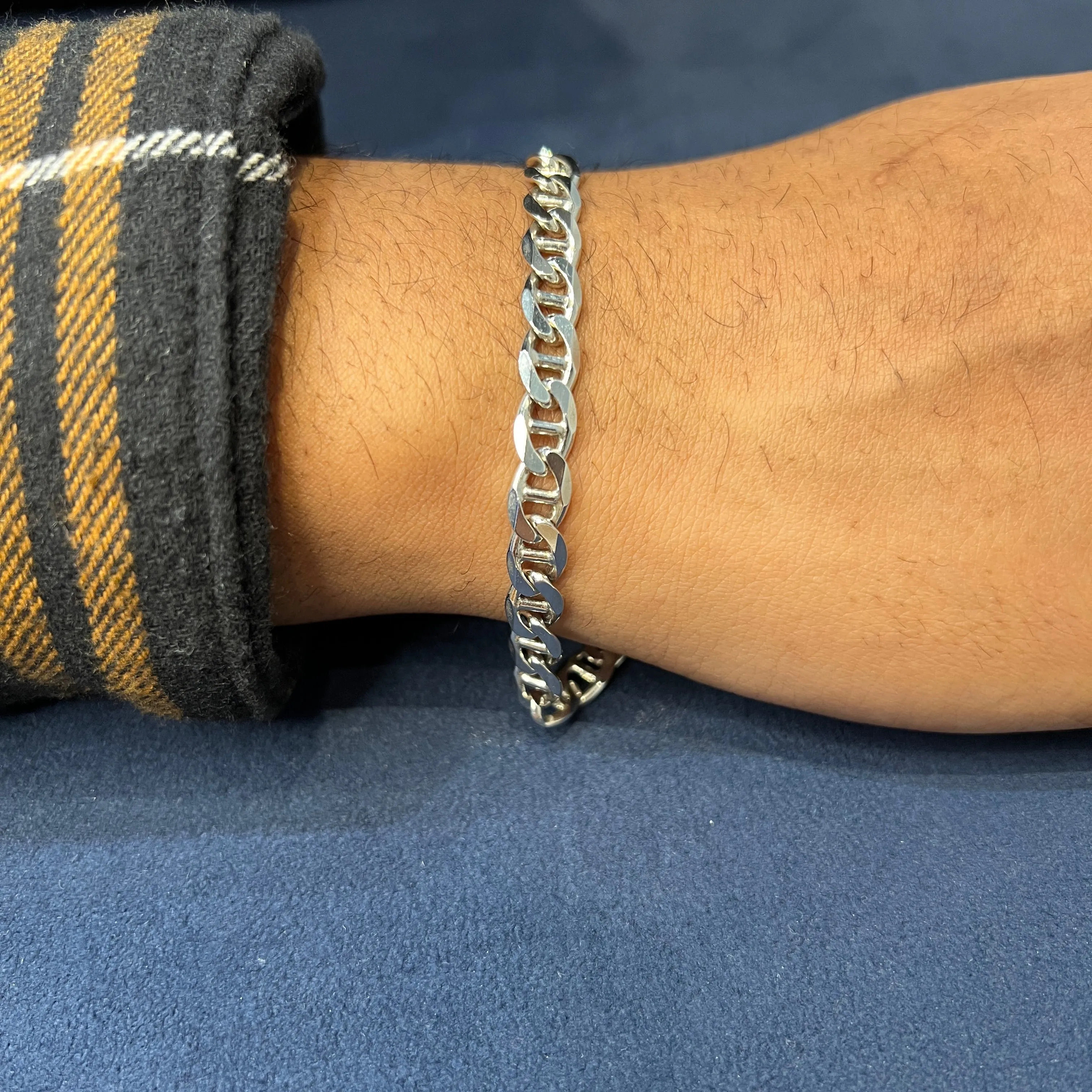 Sterling Silver (7mm) Marine Link Bracelet 8.5"