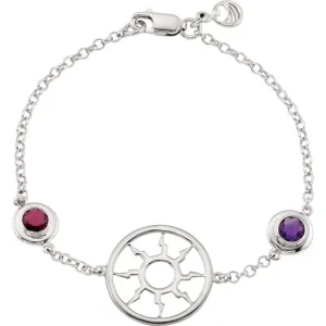 Sterling Silver Amethyst & Pink Tourmaline 7.25" Bracelet