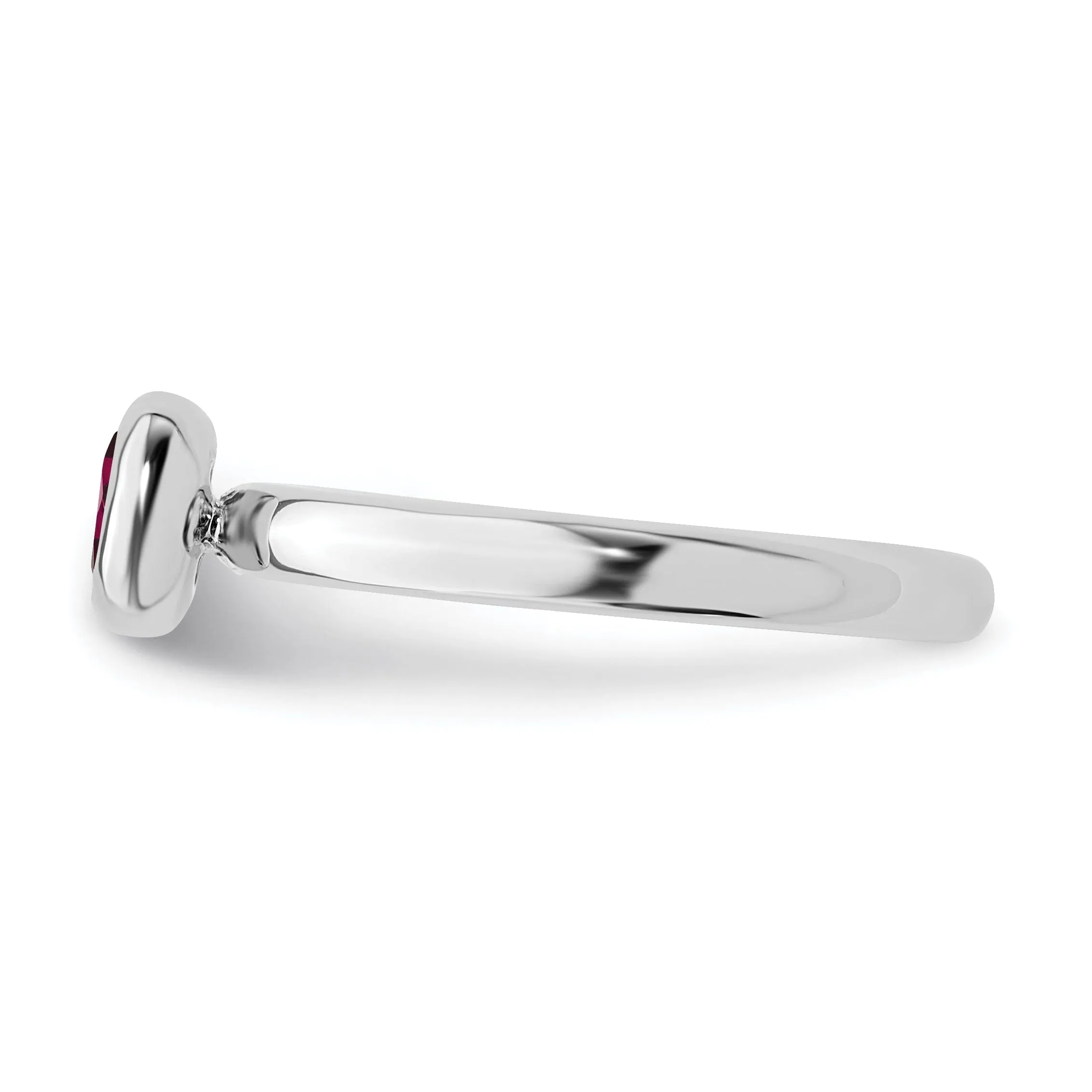 Sterling Silver Cushion Cut Created Ruby Ring
