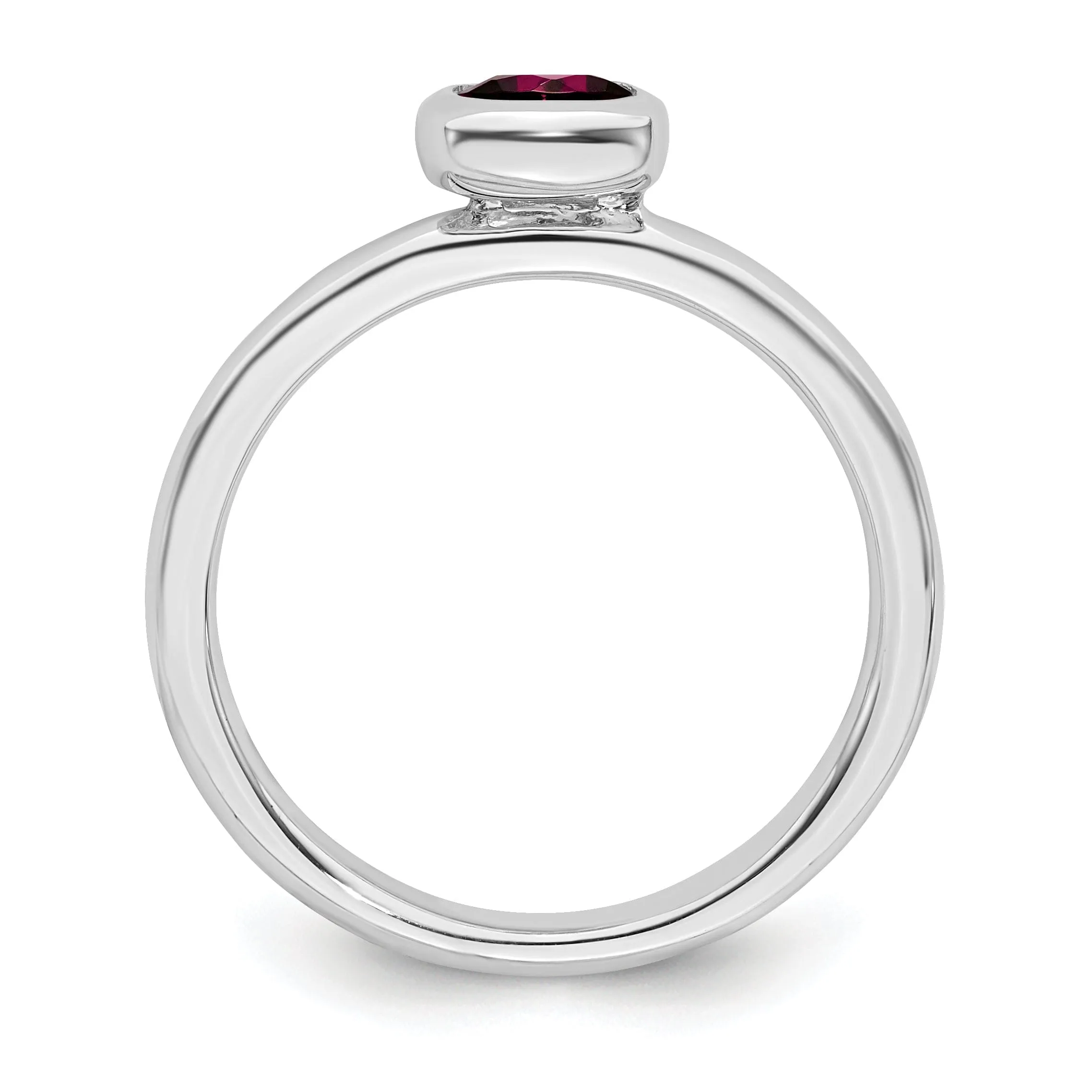 Sterling Silver Cushion Cut Created Ruby Ring