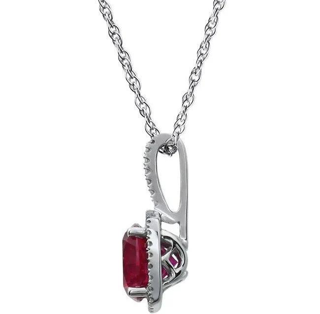 Sterling Silver July Birthstone Halo Necklace