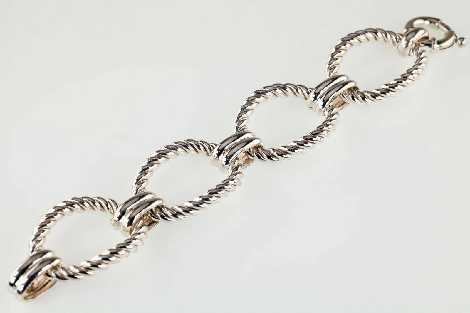 Sterling Silver Laso Oval Link Bracelet 7.50" Long