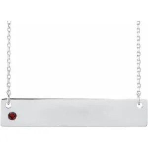 Sterling Silver Natural Mozambique Garnet Family Bar 16-18" Necklace