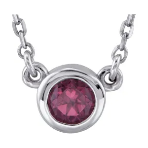 Sterling Silver Rhodolite Garnet Bezel 16" Necklace