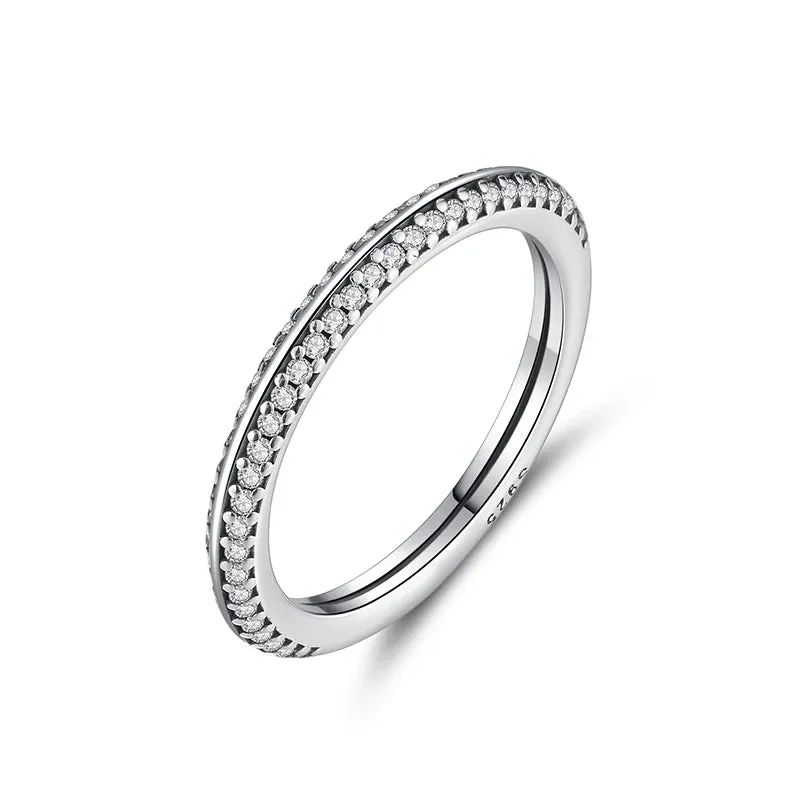 Sterling Silver Ring Love Heart Wishbone Crown Rings Crystal Rose Gold