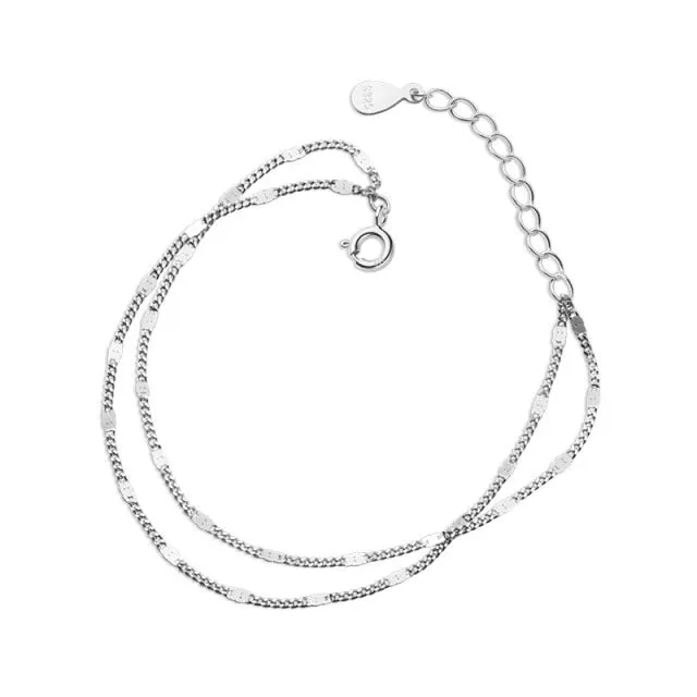 Sterling Silver Simple Double-layer Bracelet