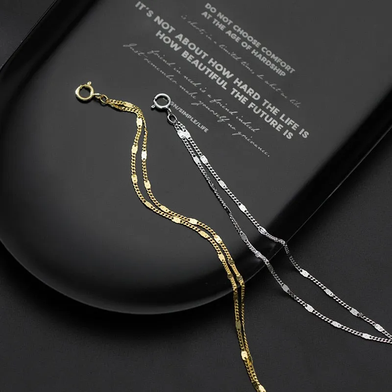 Sterling Silver Simple Double-layer Bracelet