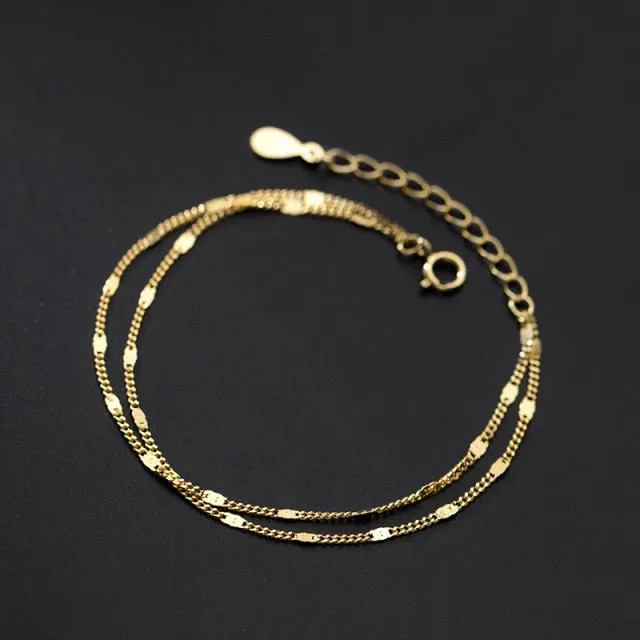 Sterling Silver Simple Double-layer Bracelet