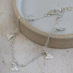Sterling Silver Tilted Heart Charm Bracelet