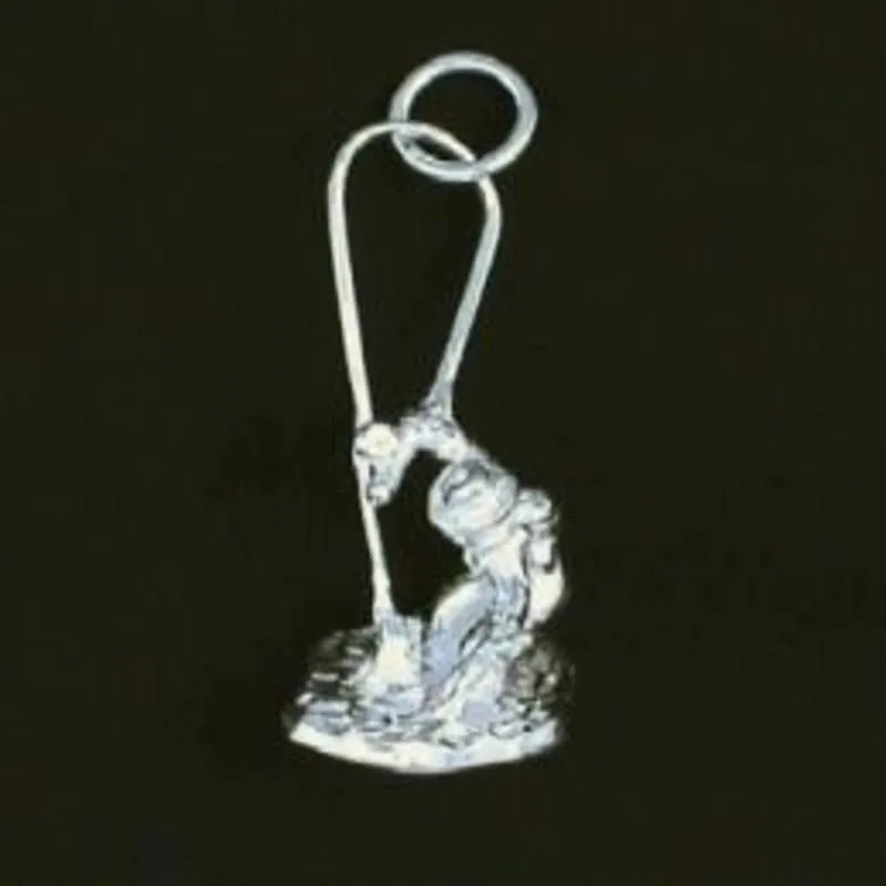 Sterling Silver Trout Fisherman Charm