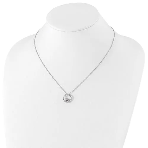 Sterling Silver White Ice Diamond and Garnet Necklace