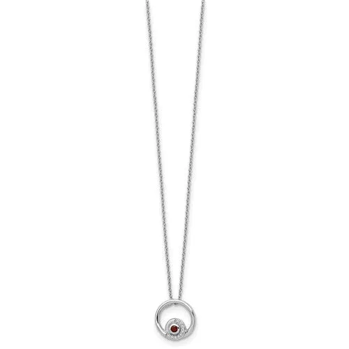 Sterling Silver White Ice Diamond and Garnet Necklace