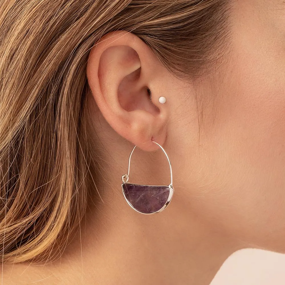 Stone Prism Hoop: Howlite/Gold