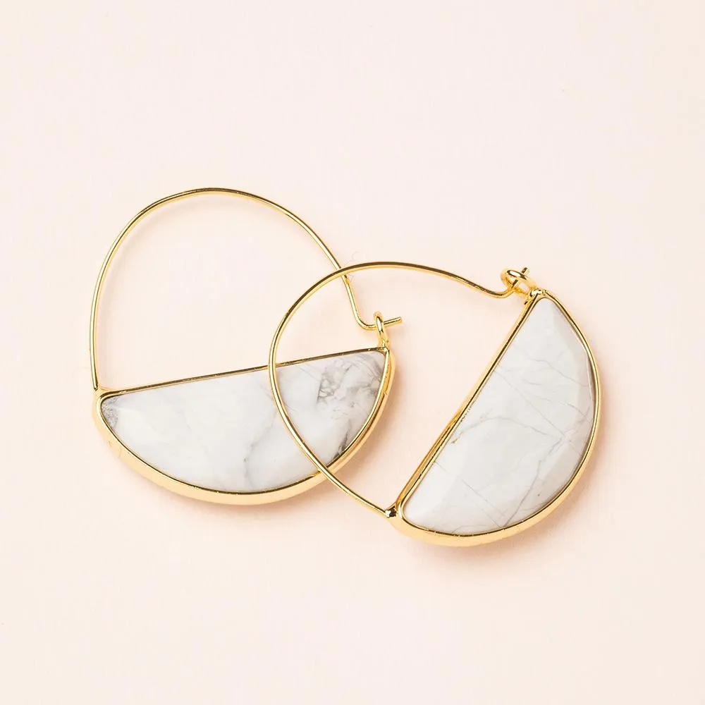 Stone Prism Hoop: Howlite/Gold