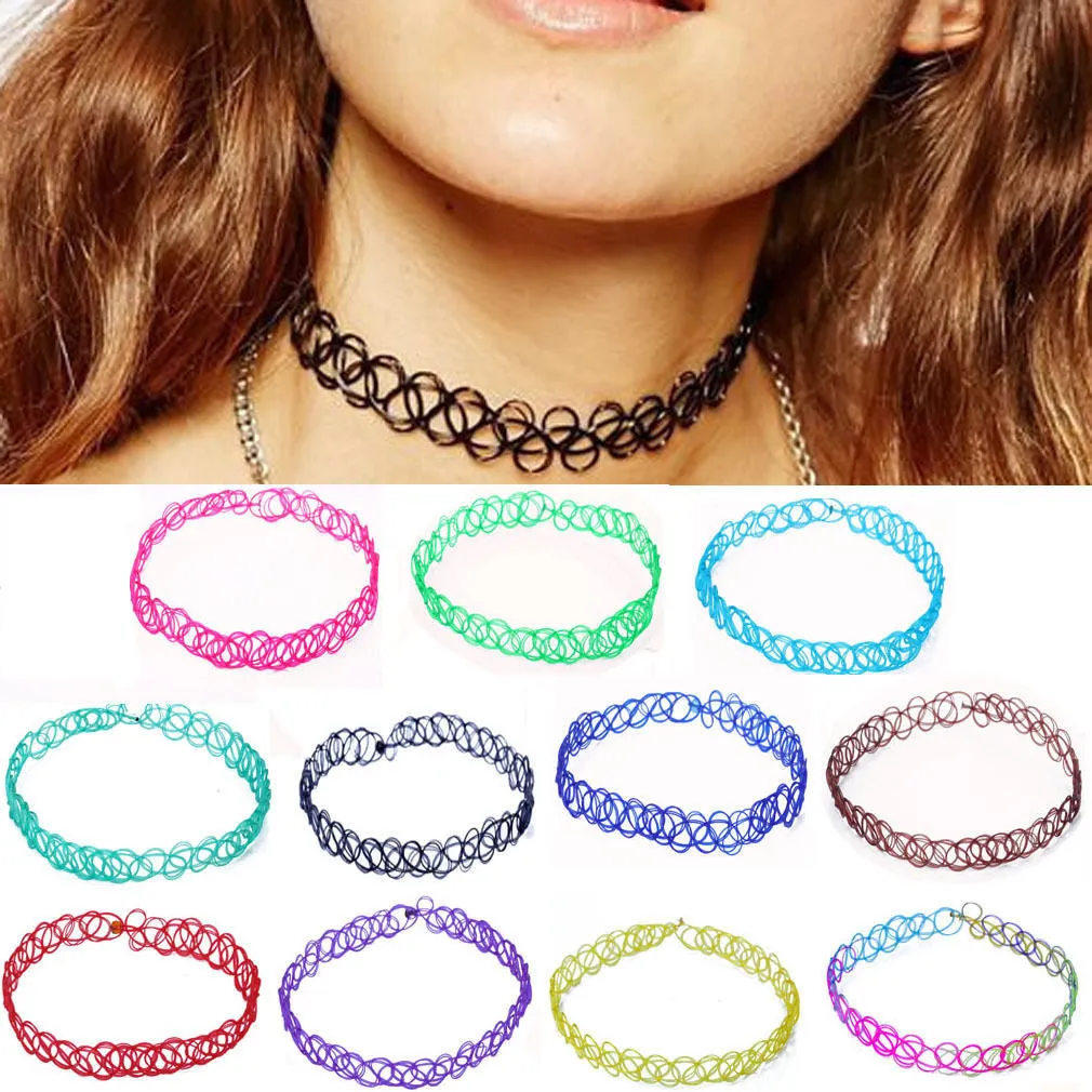 Stretch "Tattoo" Choker Necklace - Multiple Colors