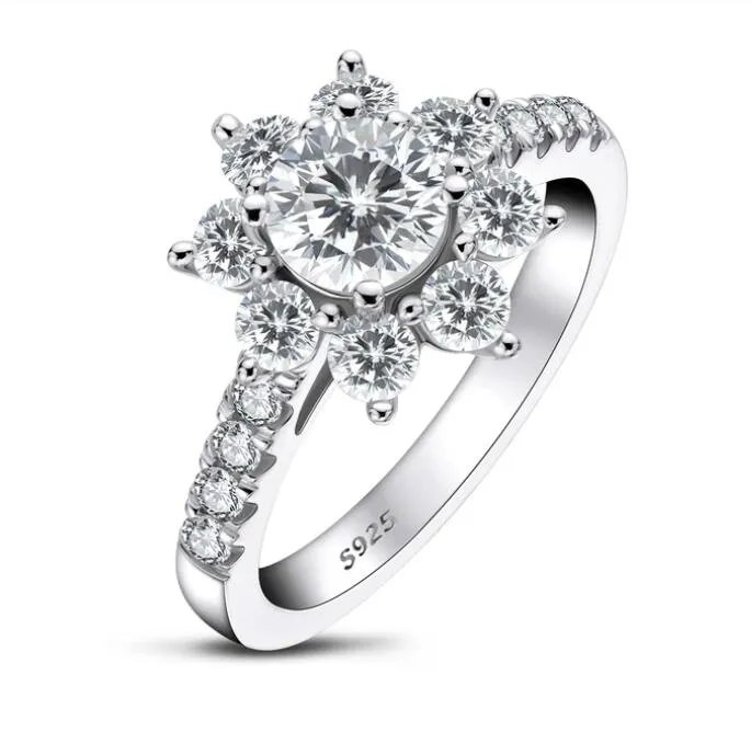 Sunflower Round Cut Moissantie Diamond Halo Ring