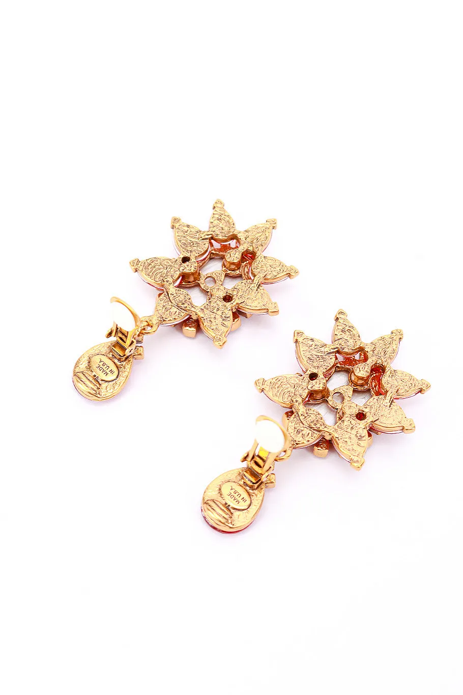 Sunset Cabochon Crystal Drop Earrings