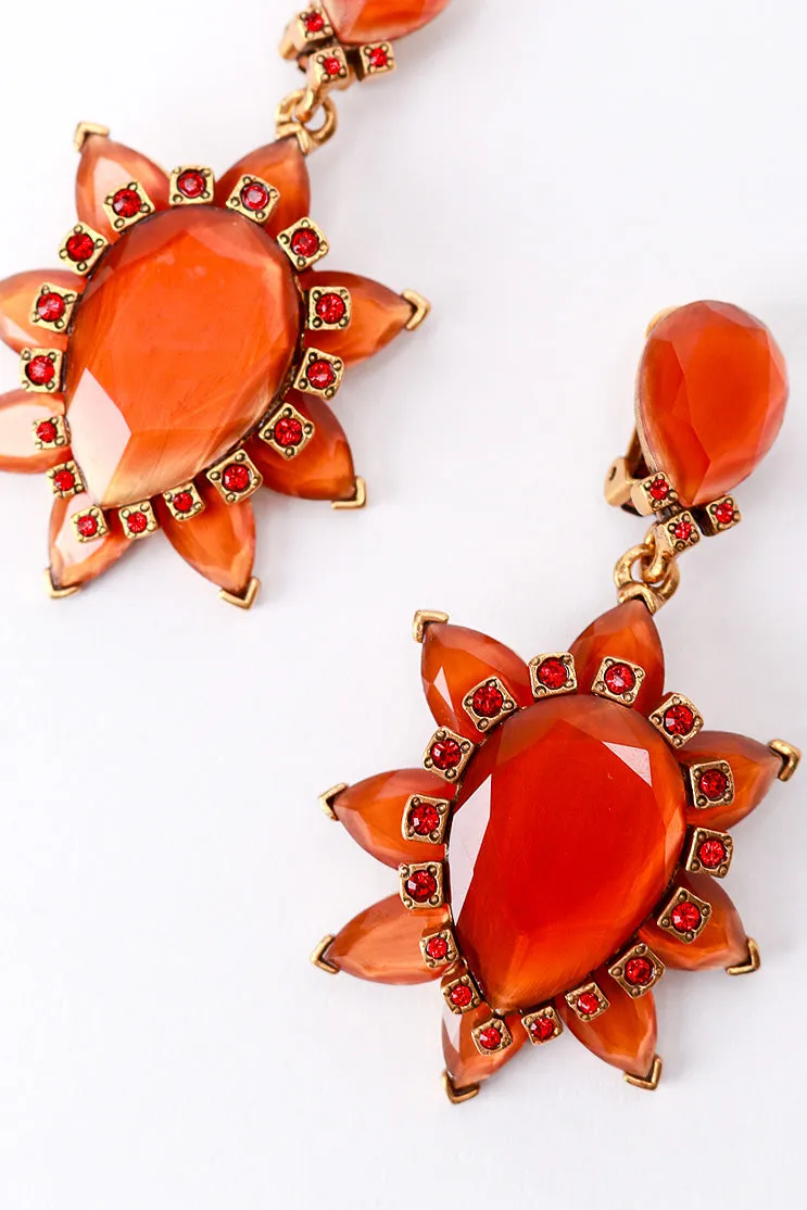 Sunset Cabochon Crystal Drop Earrings