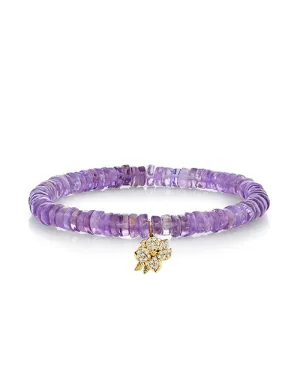 SYDNEY EVAN | Magnolia Stone Bracelet | Amethyst Heishi, Gold & Diamond